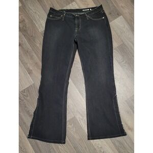 Women's Black Denim Rhinestone Accents Jeans-Size 32 Flare Leg Boho 70s